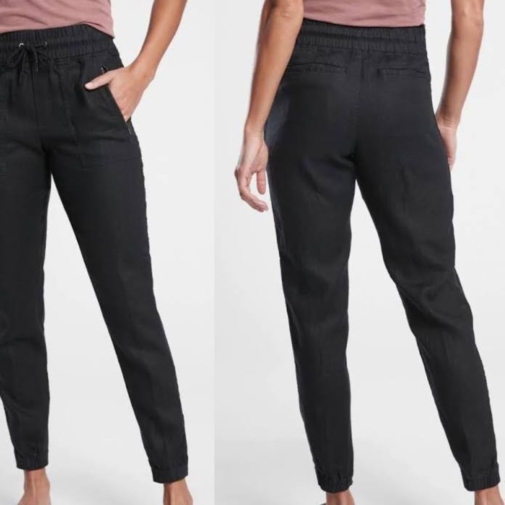 Athleta Cabo Linen Jogger Black